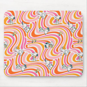 Snoopy & Woodstock Groovy Vibes Orange Pattern Mouse Mat