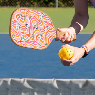 Snoopy & Woodstock Groovy Vibes Orange Pattern Pickleball Paddle