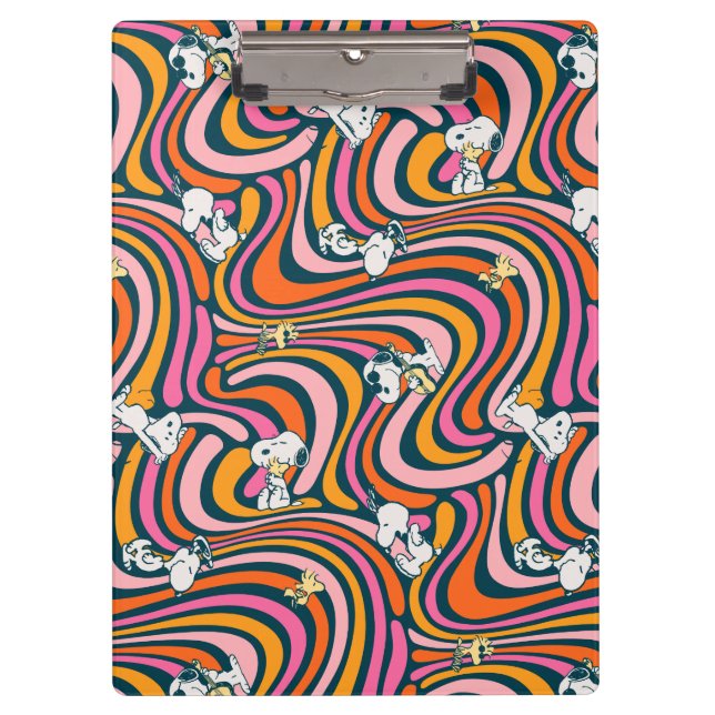 Snoopy & Woodstock Groovy Vibes Purple Pattern Clipboard (Front)