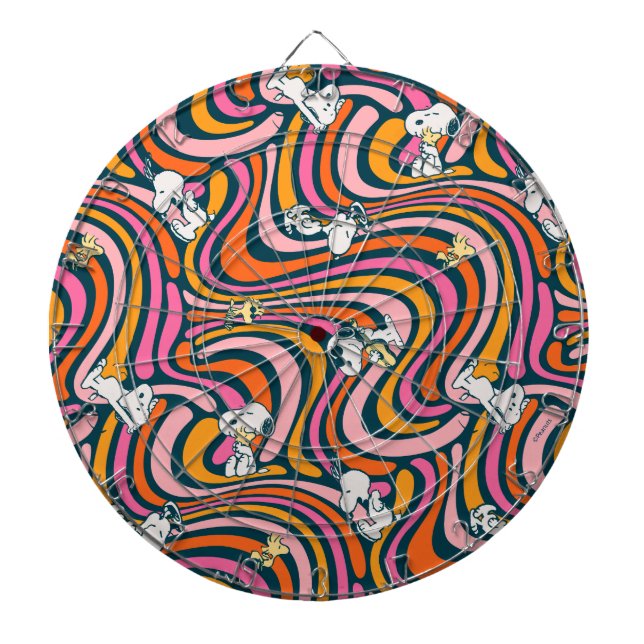 Snoopy & Woodstock Groovy Vibes Purple Pattern Dartboard (Front)