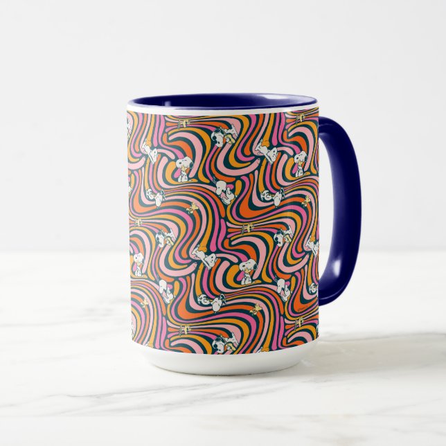 Snoopy & Woodstock Groovy Vibes Purple Pattern Mug (Front Right)