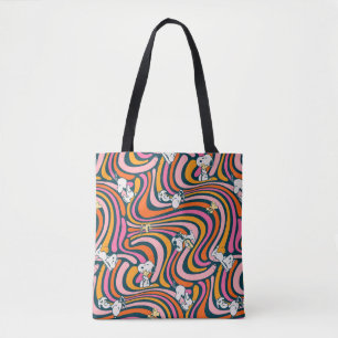 Snoopy & Woodstock Groovy Vibes Purple Pattern Tote Bag