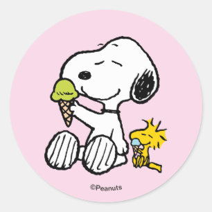 Snoopy & Woodstock Ice Cream Cones Classic Round Sticker