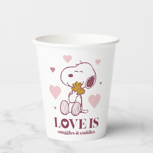 Snoopy & Woodstock - Love is Snuggles & Cuddles Paper Cups (Front)