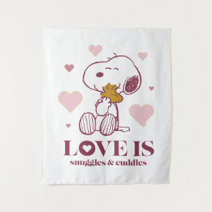 Snoopy & Woodstock - Love is Snuggles & Cuddles Tapestry