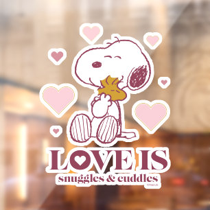 Snoopy & Woodstock - Love is Snuggles & Cuddles Window Cling