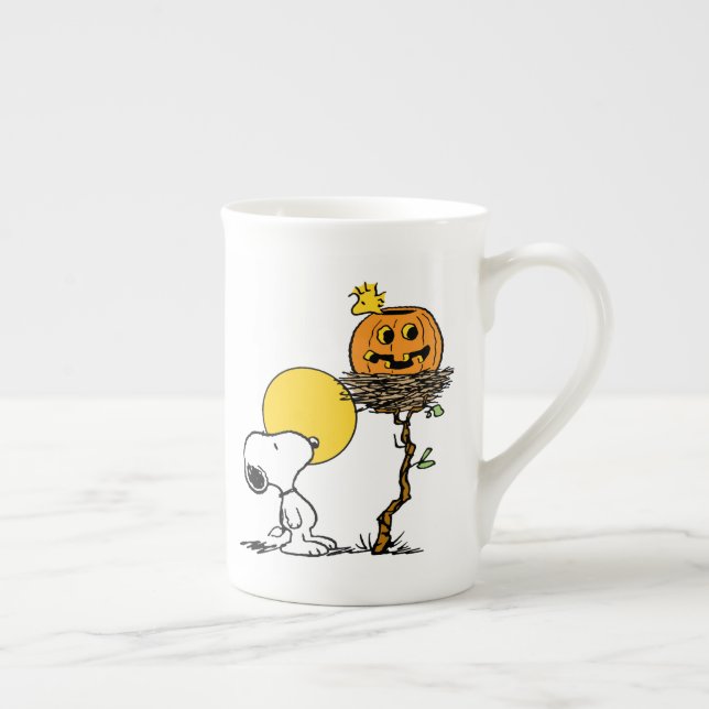 Snoopy & Woodstock Nest With Jack O' Lantern Bone China Mug (Right)