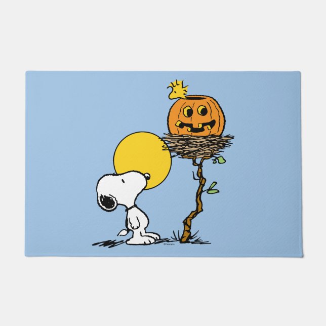 Snoopy & Woodstock Nest With Jack O' Lantern Doormat (Front)