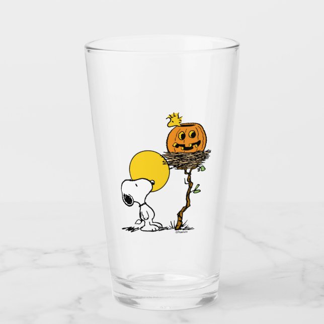 Snoopy & Woodstock Nest With Jack O' Lantern Glass (Front)