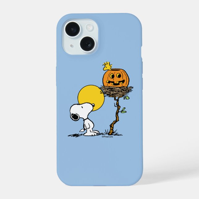 Snoopy & Woodstock Nest With Jack O' Lantern iPhone 15 Case (Back)