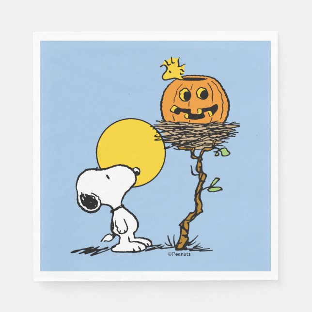 Snoopy & Woodstock Nest With Jack O' Lantern Napkin (Front)