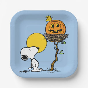 Snoopy & Woodstock Nest With Jack O' Lantern Paper Plate