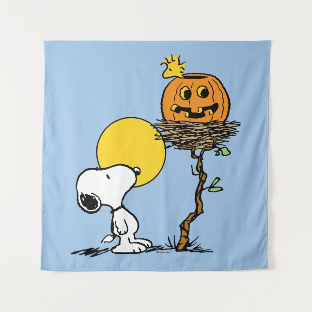 Snoopy & Woodstock Nest With Jack O' Lantern Tapestry (Front)
