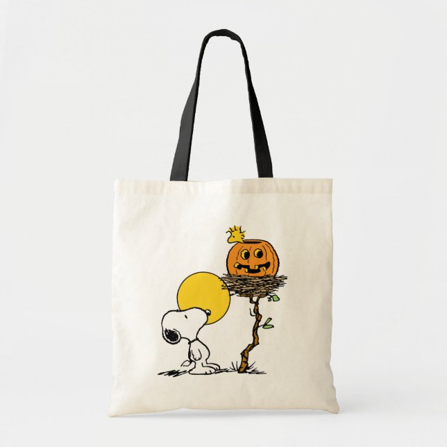 Snoopy & Woodstock Nest With Jack O' Lantern Tote Bag (Front)