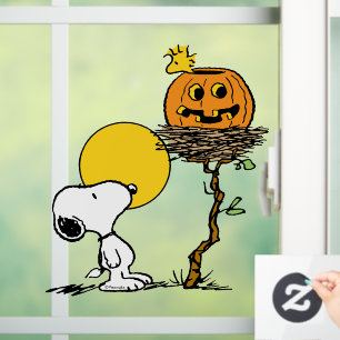 Snoopy & Woodstock Nest With Jack O' Lantern Window Cling