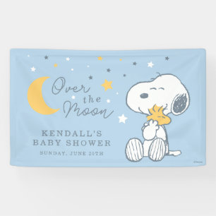 Snoopy & Woodstock   Over the Moon Baby Shower Banner