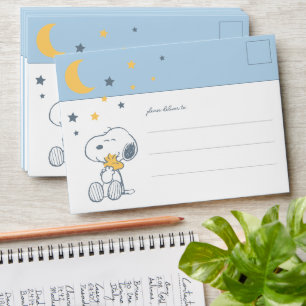 Snoopy & Woodstock   Over the Moon Baby Shower Envelope