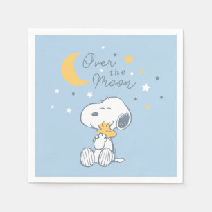 Snoopy & Woodstock   Over the Moon Baby Shower Nap Napkin