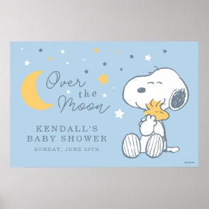 Snoopy & Woodstock   Over the Moon Baby Shower Pos Poster