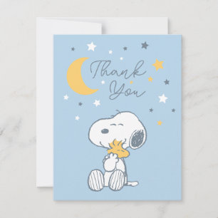 Snoopy & Woodstock   Over the Moon Baby Shower Thank You Card