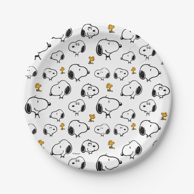 Snoopy & Woodstock Pattern Paper Plate (Front)