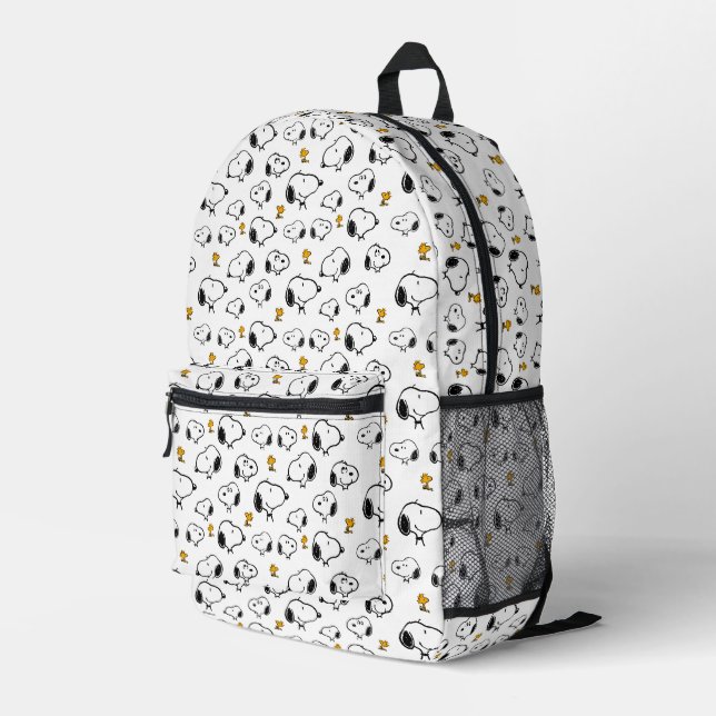 Snoopy & Woodstock Pattern Printed Backpack (Back Corner Right)