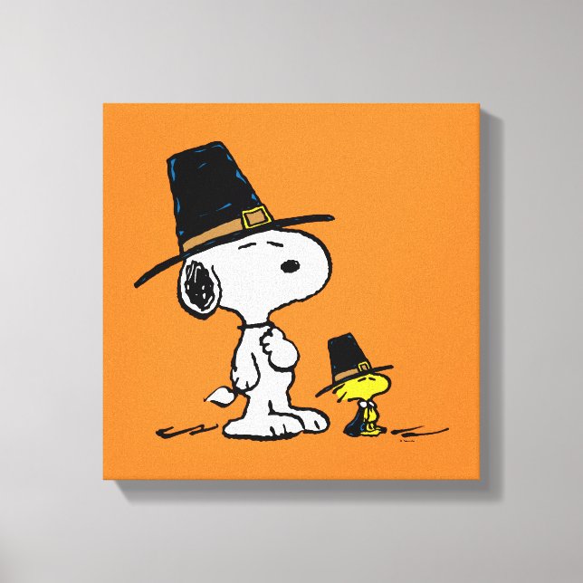 Snoopy & Woodstock Pilgrim Canvas Print (Front)