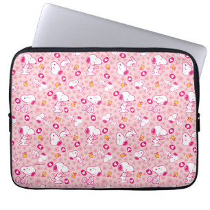 Snoopy & Woodstock Pink Hearts Pattern Laptop Sleeve