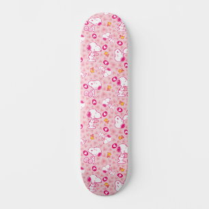 Snoopy & Woodstock Pink Hearts Pattern Skateboard