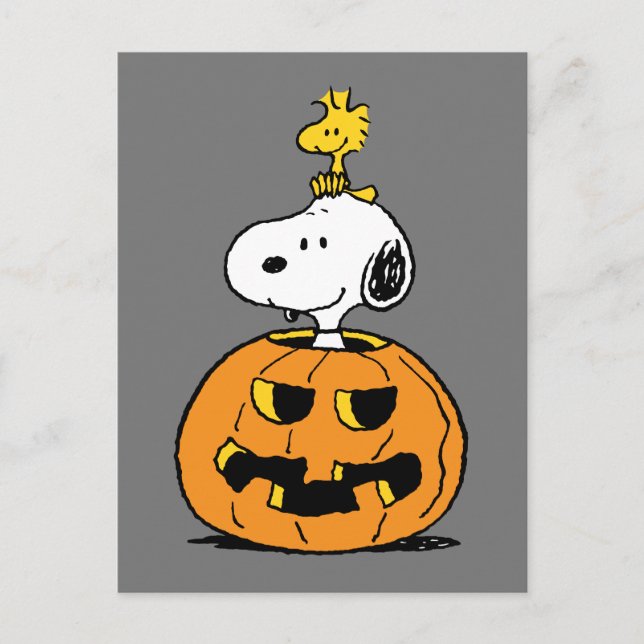 Snoopy & Woodstock Pumpkin Postcard (Front)