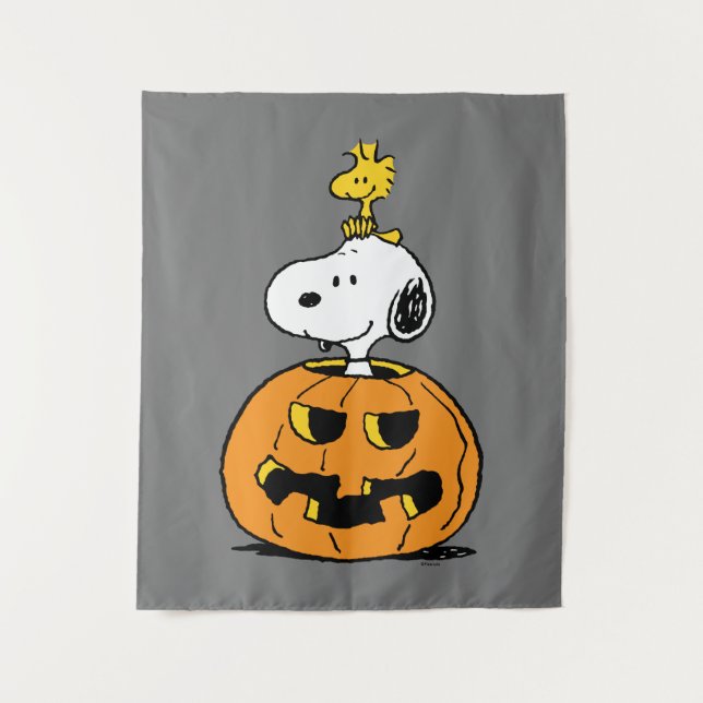Snoopy & Woodstock Pumpkin Tapestry (Front)