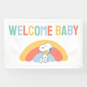 Snoopy & Woodstock Rainbow Baby Shower  Banner