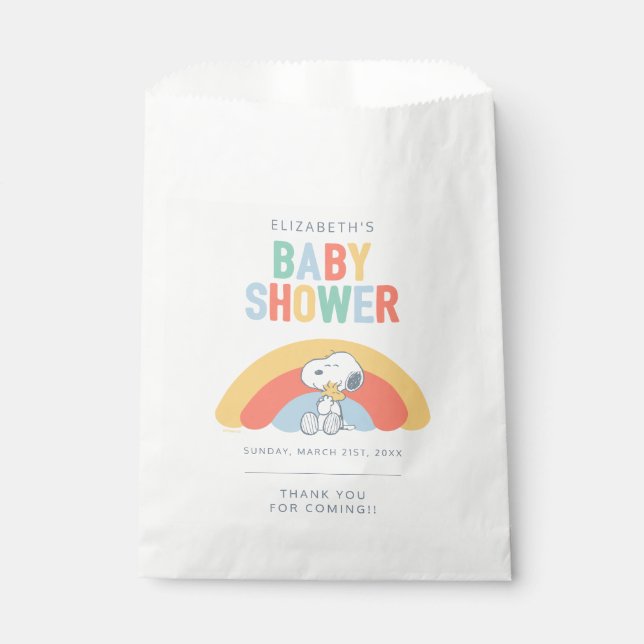 Snoopy & Woodstock Rainbow Baby Shower Favor Bag (Front)