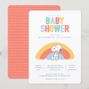 Snoopy & Woodstock Rainbow Baby Shower Invitation
