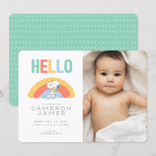 Snoopy & Woodstock Rainbow Birth Announcement