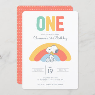 Snoopy & Woodstock Rainbow Birthday Invitation