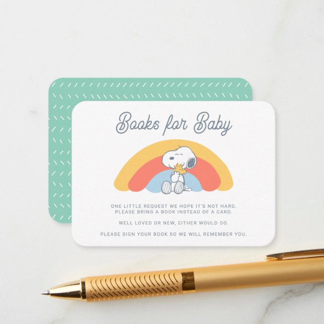 Snoopy & Woodstock Rainbow Books for Baby Enclosure Card (Front/Back In Situ)