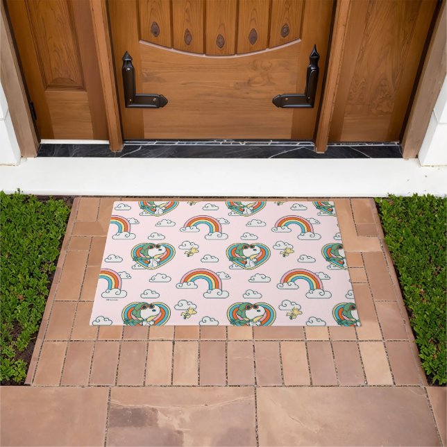 Snoopy & Woodstock Rainbow Heart Pattern Doormat (Outdoor)