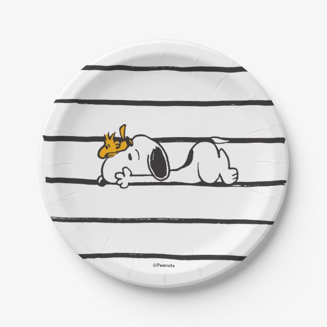 Snoopy & Woodstock | Smile Giggle Laugh Paper Plate (Front)