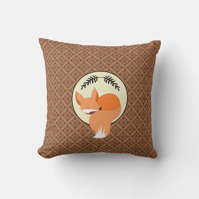 Snoozing Fox Woodland Cushion (Front)