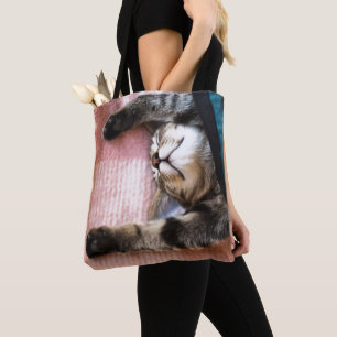 Snoozing Kitten Tote Bag