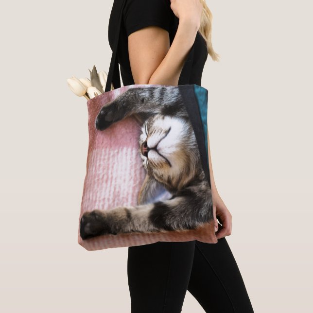 Snoozing Kitten Tote Bag (Close Up)