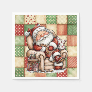 Snoozing Santa Claus On Christmas Eve Napkin
