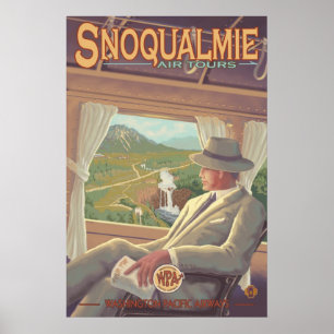 Snoqualmie Falls By Air, Washington Travel Poster