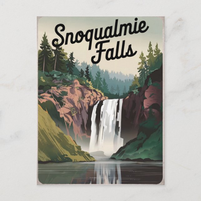 Snoqualmie Falls Vintage Postcard (Front)