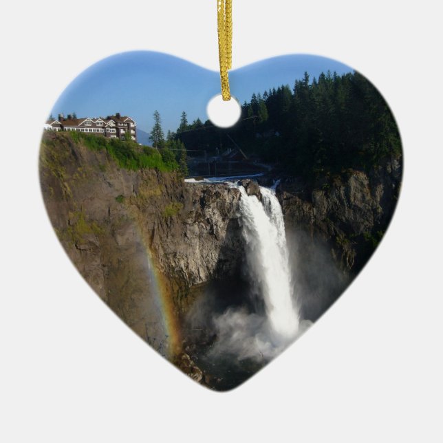 Snoqualmie Falls Washington Ceramic Tree Decoration (Front)