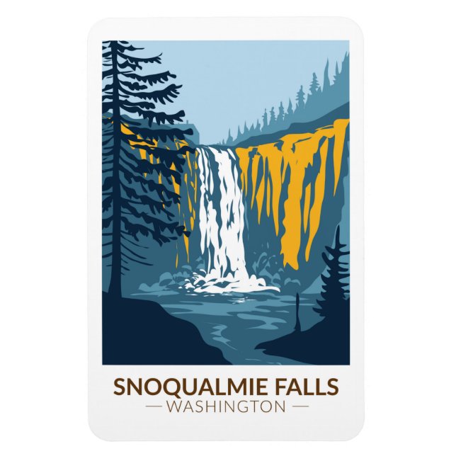 Snoqualmie Falls Washington Waterfall Vintage  Magnet (Vertical)