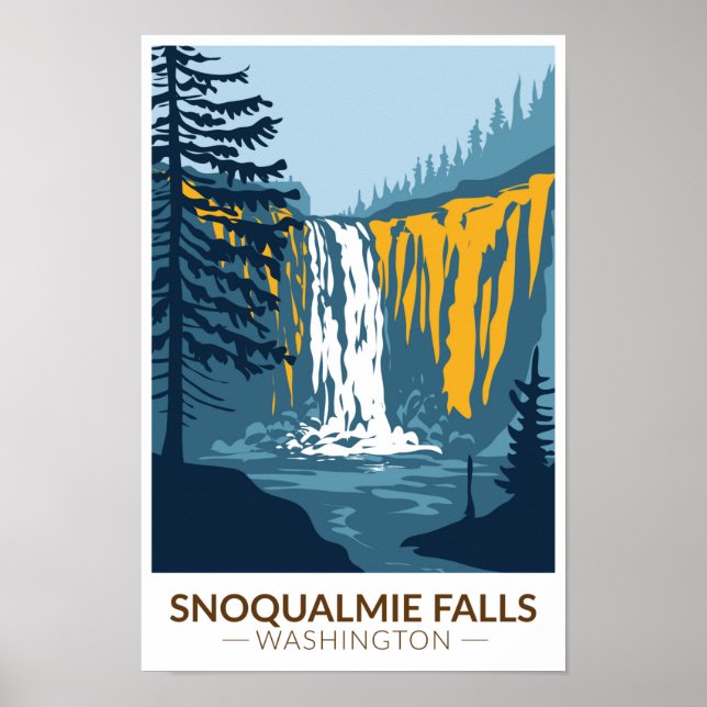 Snoqualmie Falls Washington Waterfall Vintage  Poster (Front)