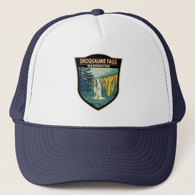 Snoqualmie Falls Washington Waterfall Vintage  Trucker Hat (Front)