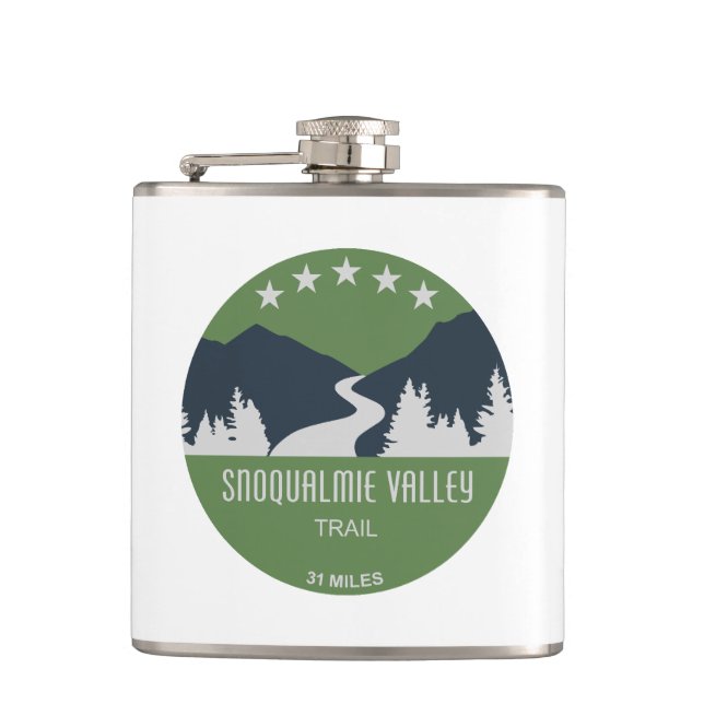 Snoqualmie Valley Trail Washington State Hip Flask (Front)